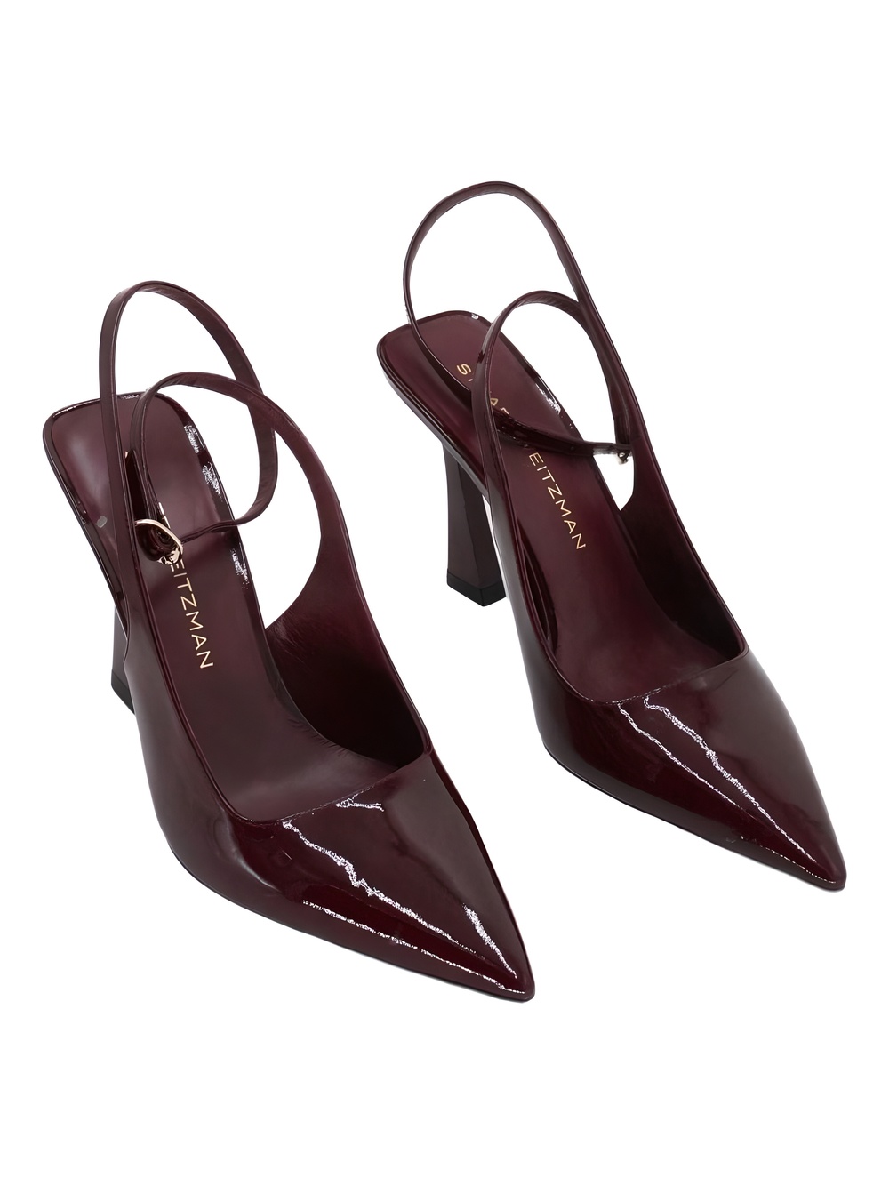 Stuart Weitzman Vinnie 50 Burgundy Patent Leather 2" Heel Slingback Size 8B